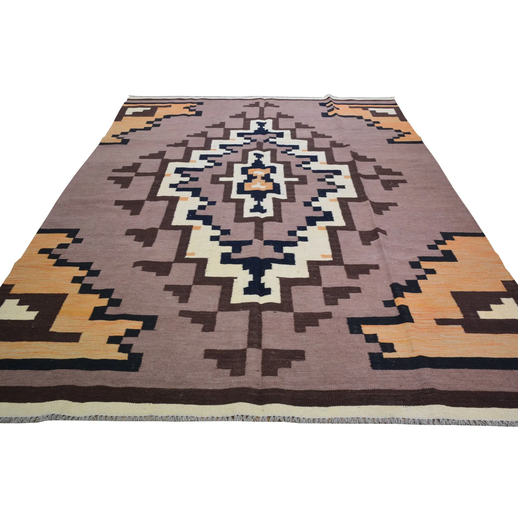 Hand-Woven Tribal Kilim Southwestern Design Wool Rug (Size 6.4 X 9.9) Cwral-8700