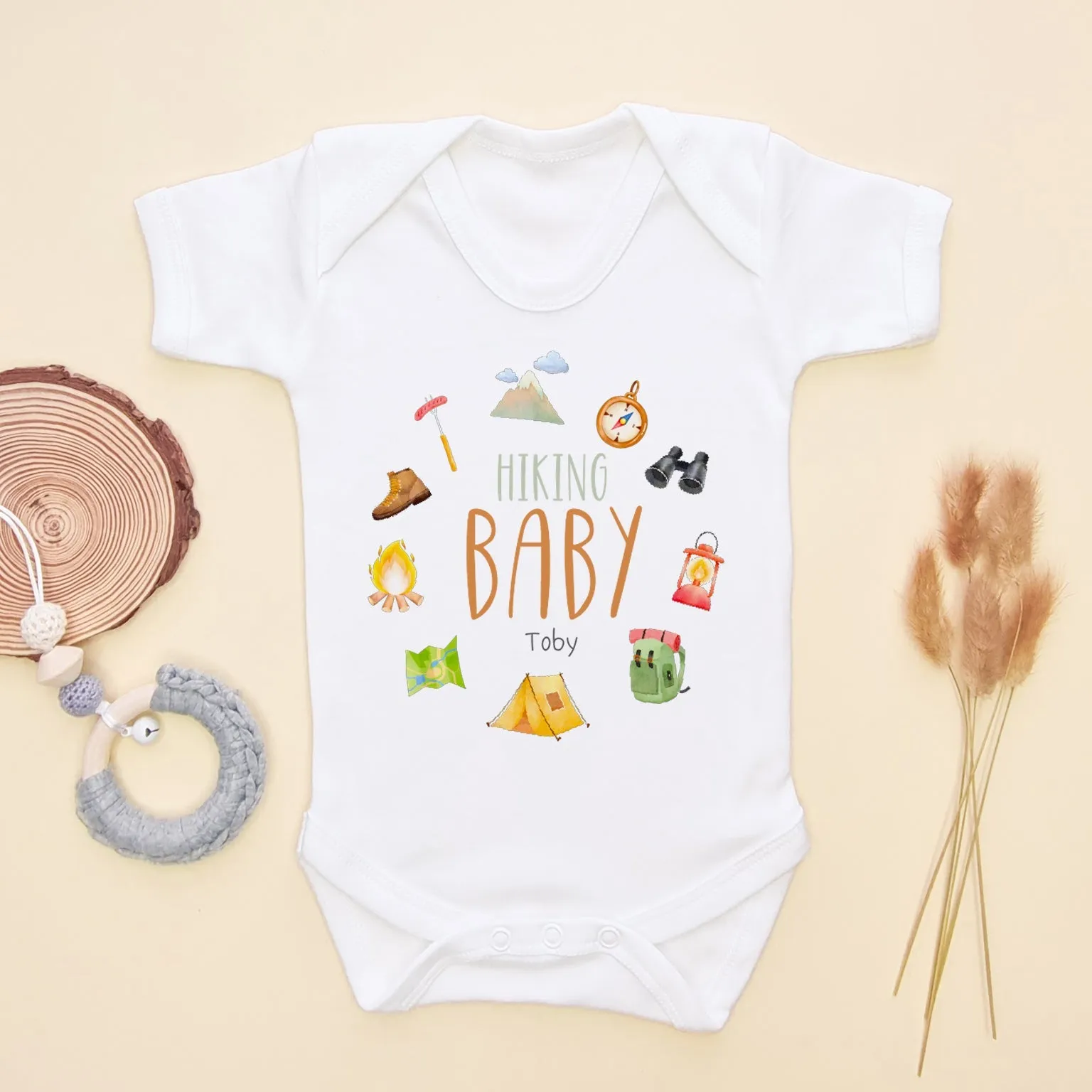 Hiking Baby Personalised Name Baby Bodysuit