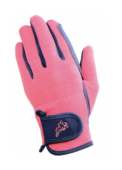HY5 Children's Two Tone Horse Riding Gloves - Extra Padding & Stretch Fit, Various Sizes, Ideal for Daily Riding, Durable Design