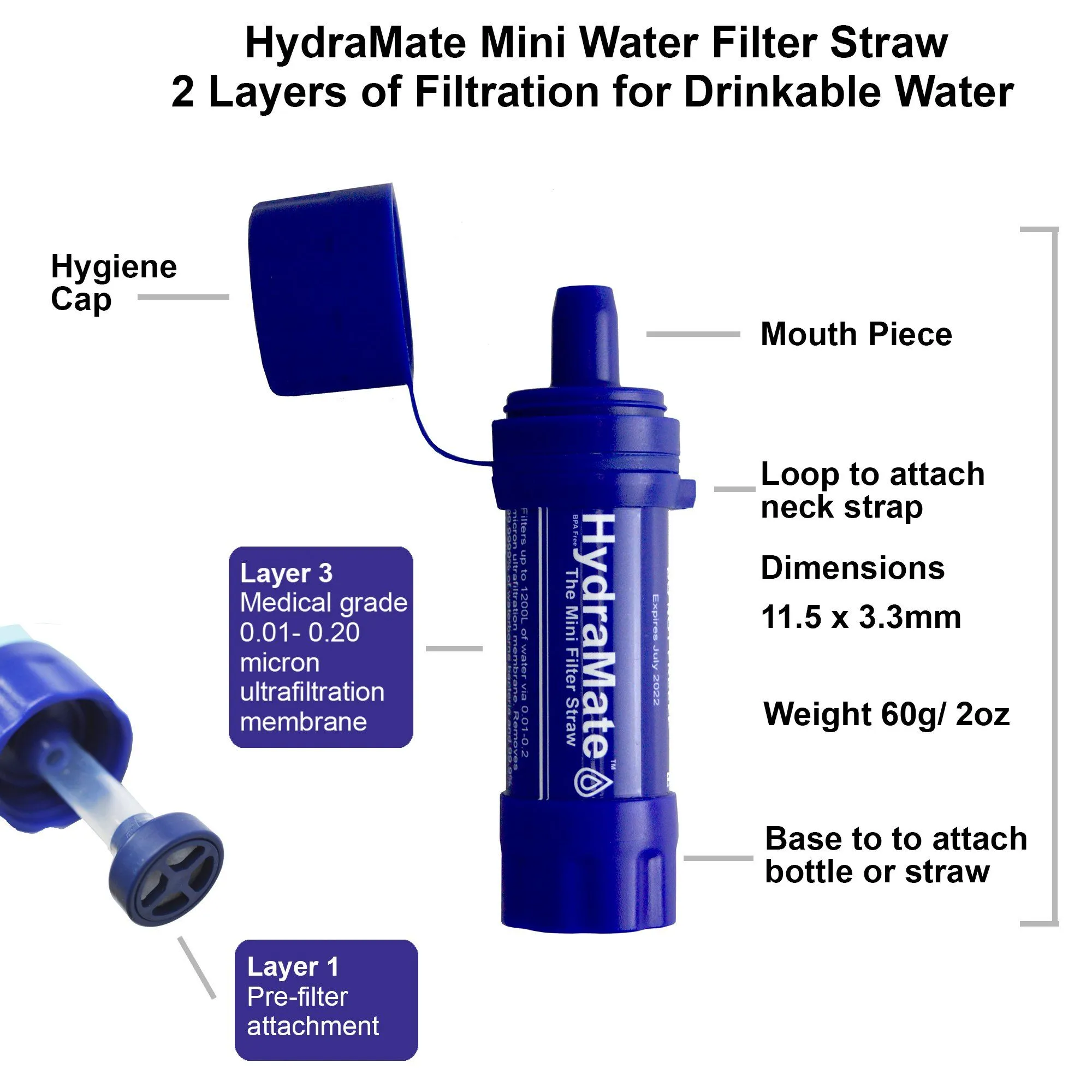 HydraMate Water Filter Straw