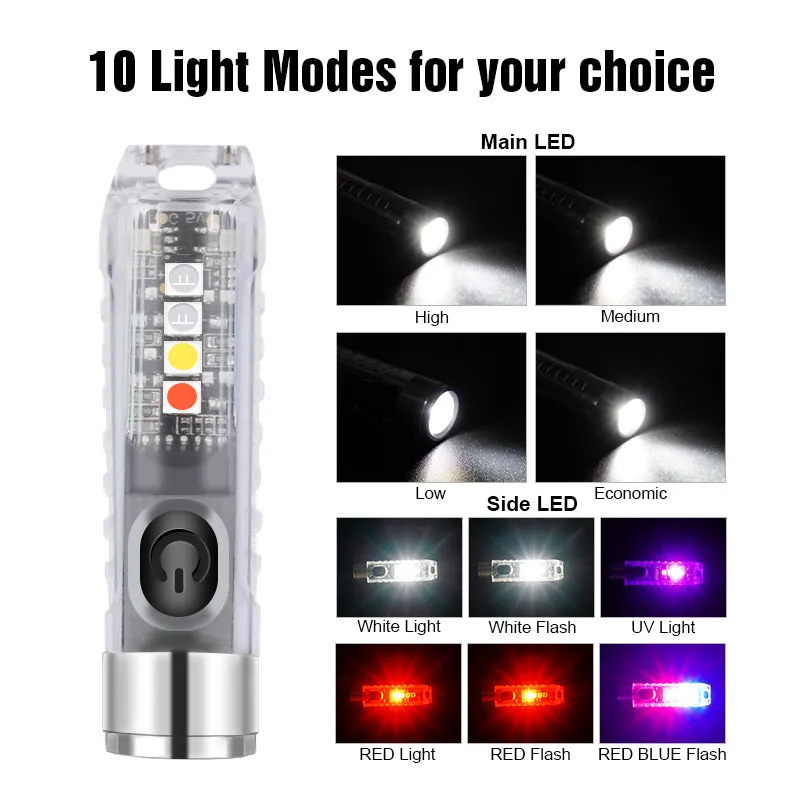 IP65 Mini LED Flashlights USB Rechargeable Keychain Flashlight - Jennyhome