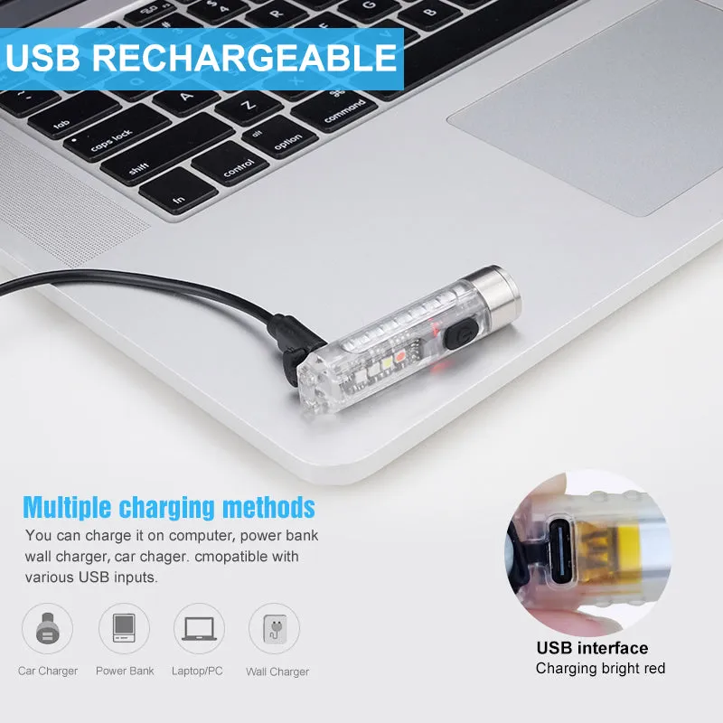 IP65 Mini LED Flashlights USB Rechargeable Keychain Flashlight - Jennyhome