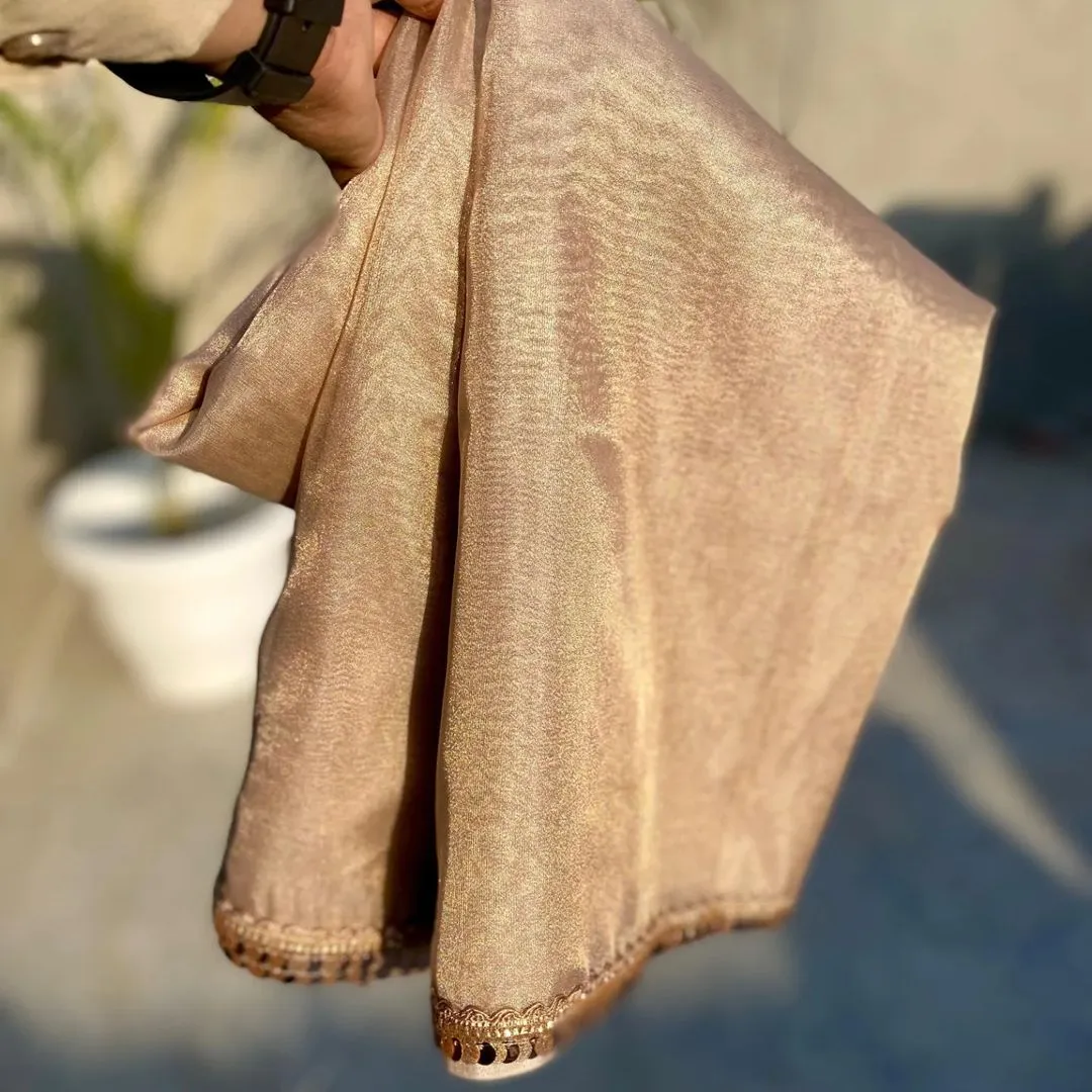 Jahanavi  Kapoor Golden Tissue Saree