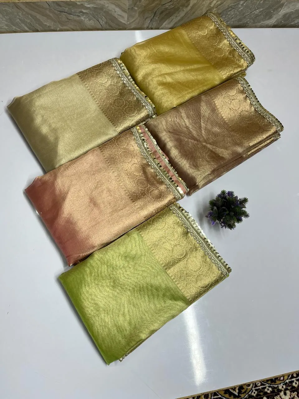 Jahanavi  Kapoor Golden Tissue Saree