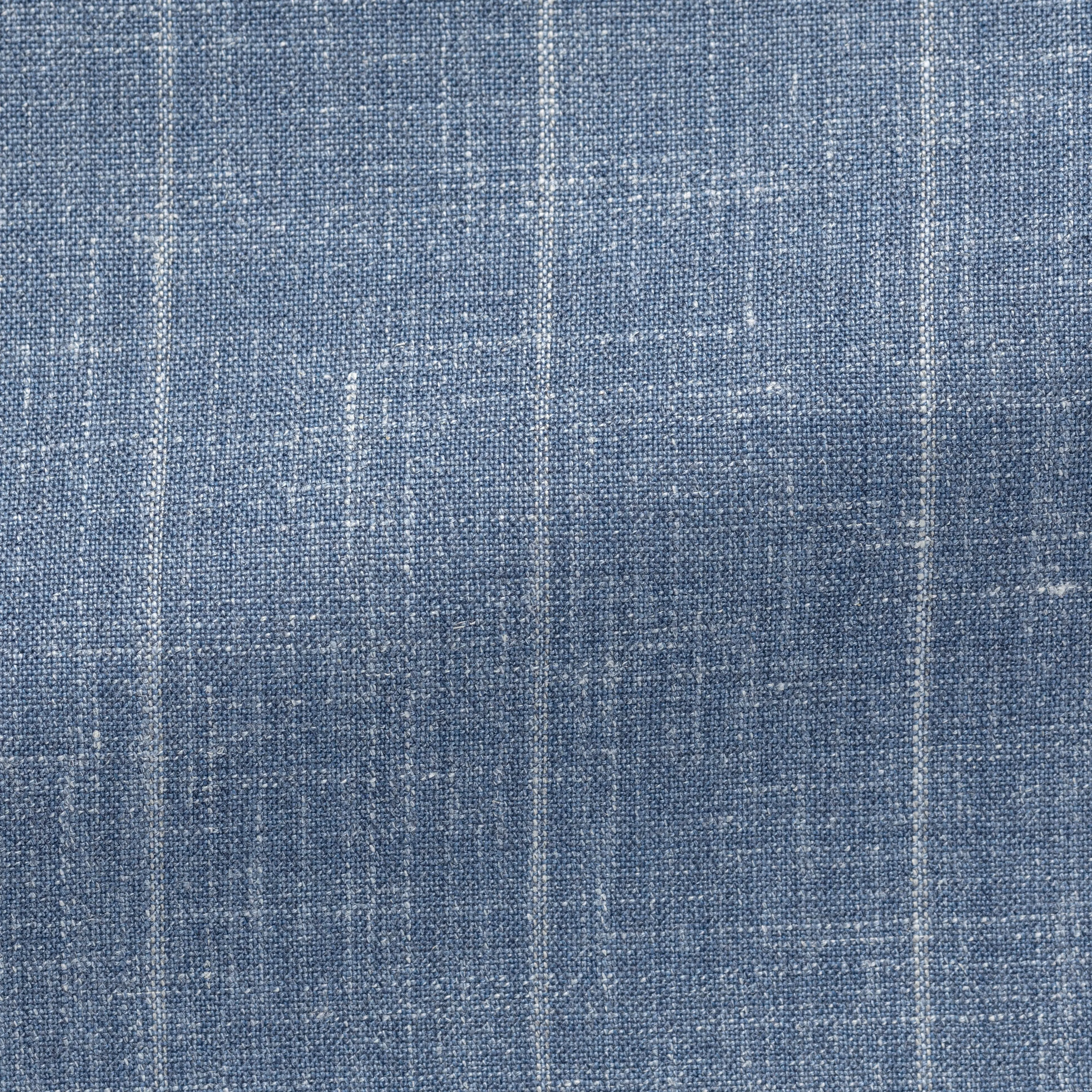 Loro Piana SUMMERTIME Slate Blue Merino Wool, Silk & Linen Plain Weave with Pencil Stripe