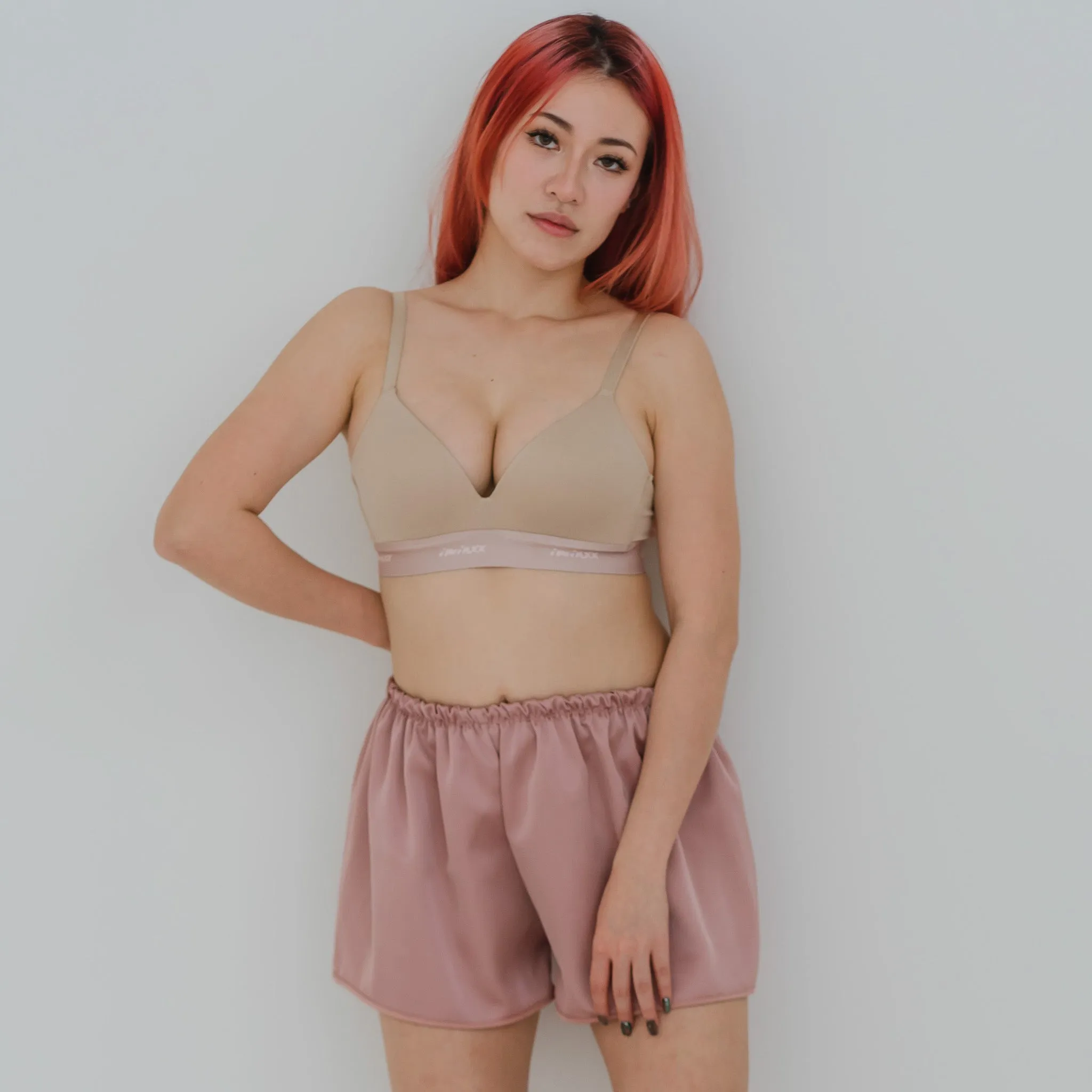 Luxurious Cooling Crease-less Satin Shorts in Shimmering Blush