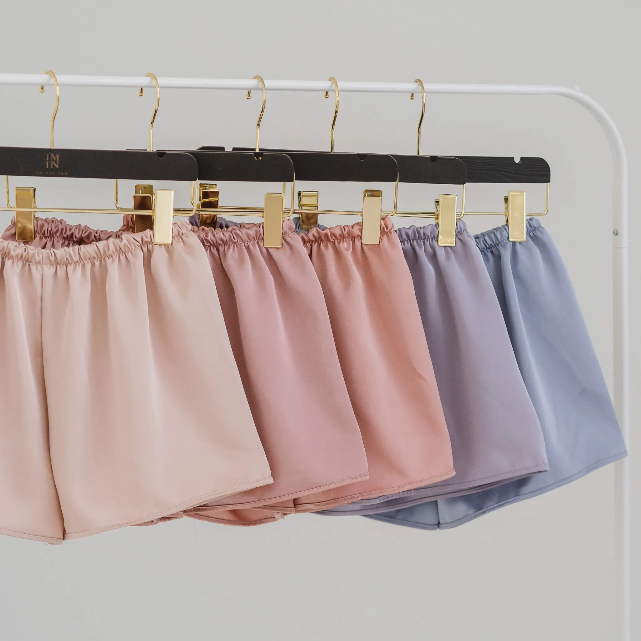Luxurious Cooling Crease-less Satin Shorts in Shimmering Blush