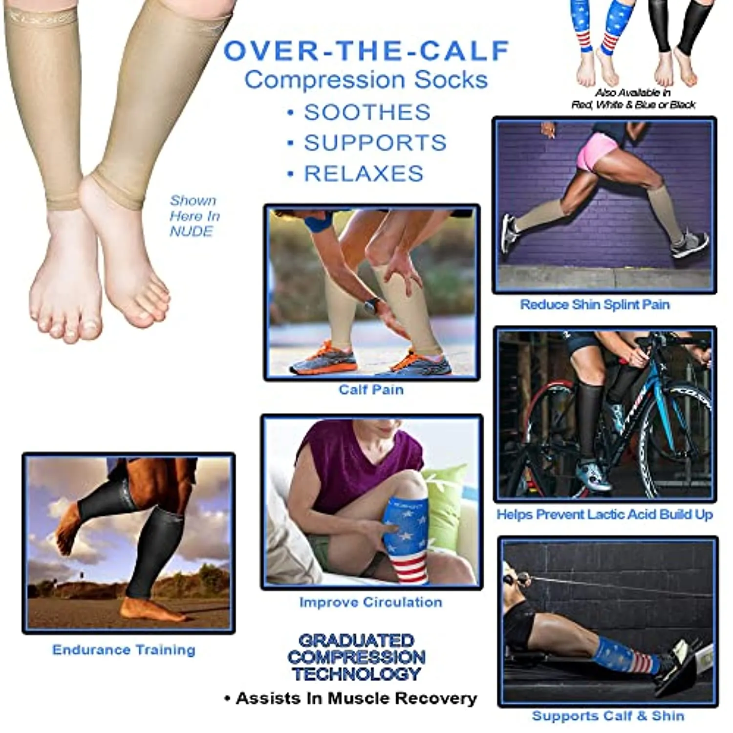 LxsGo Calf Compression Sleeves Women & Men Nurses Runners Leg Compression Socks