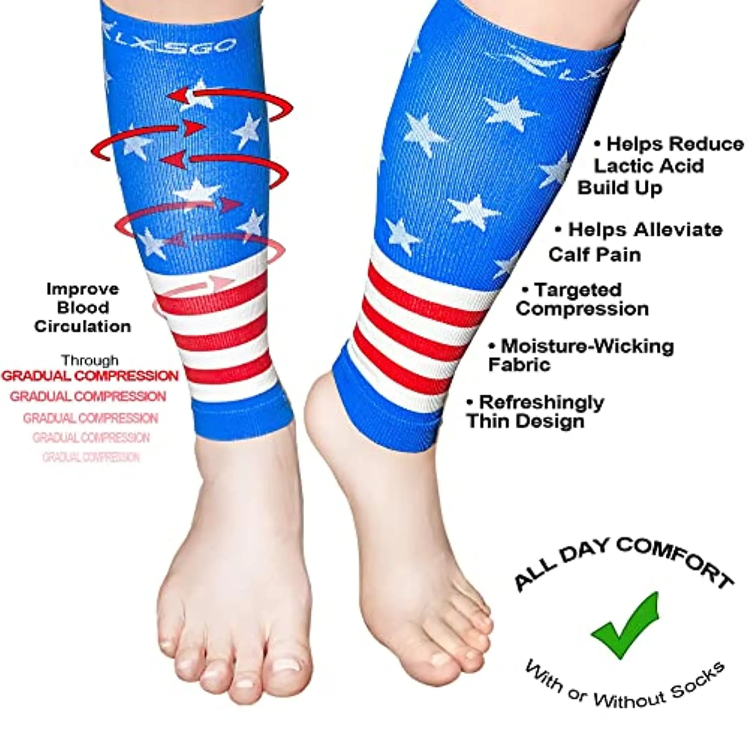LxsGo Calf Compression Sleeves Women & Men Nurses Runners Leg Compression Socks