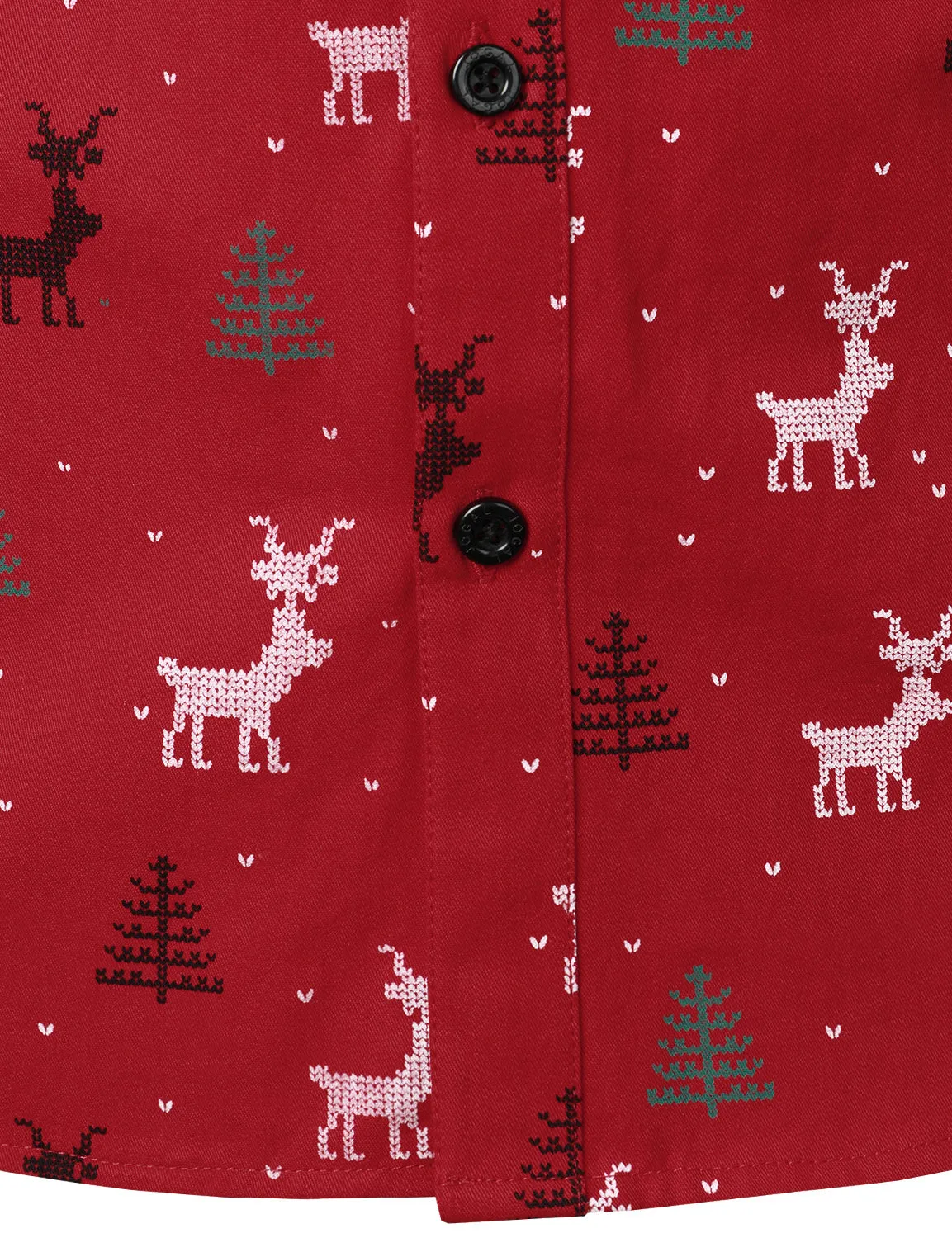 Men's Christmas Tree Elk Print Breathable Red Long Sleeve Shirt