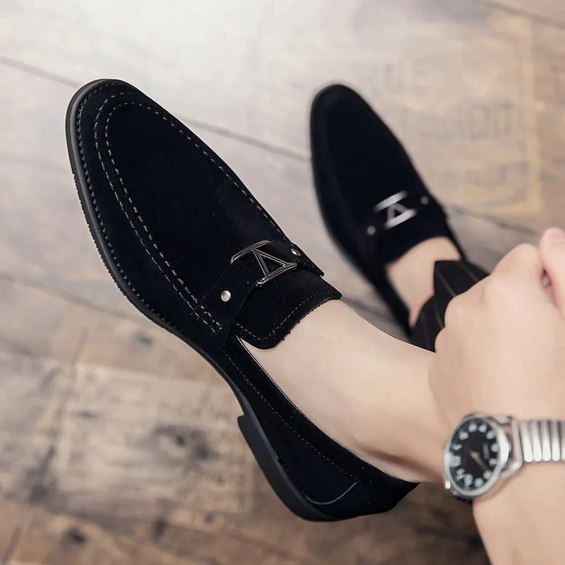 Men's Faux Suede Loafers Pointed Toe Slip On Shoes