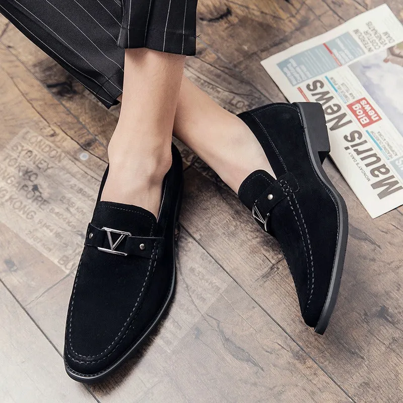 Men's Faux Suede Loafers Pointed Toe Slip On Shoes