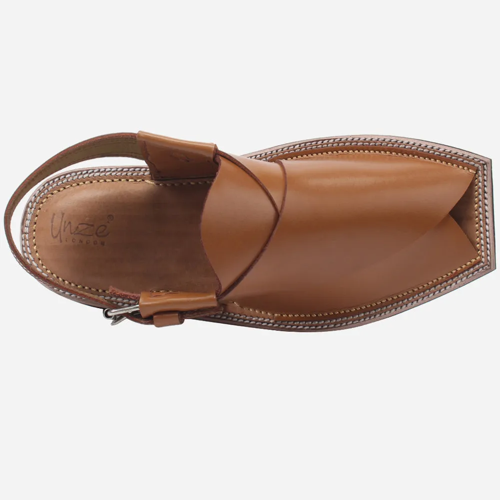 Mens "HADI" Leather Peep-toe Peshawari Sandals