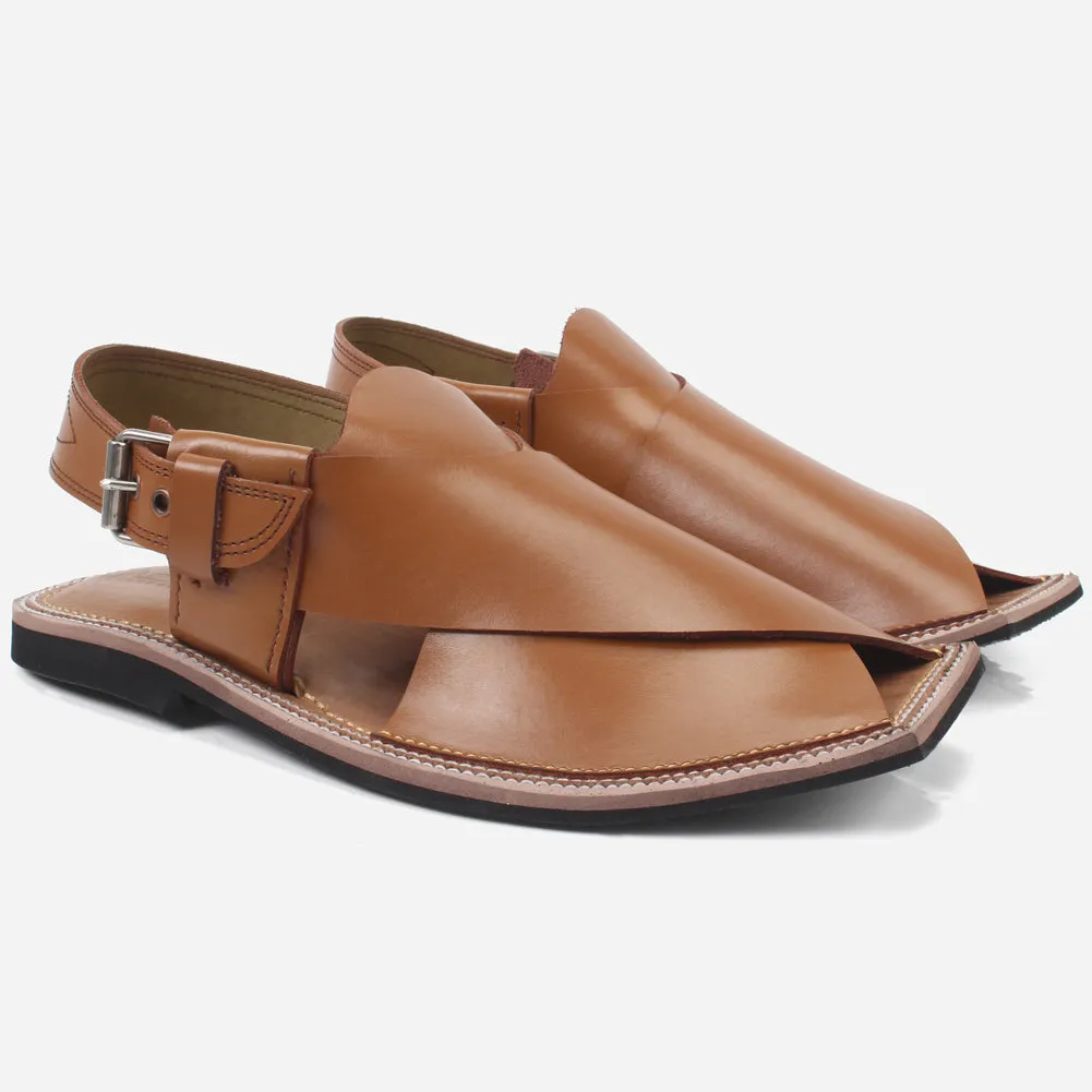 Mens "HADI" Leather Peep-toe Peshawari Sandals