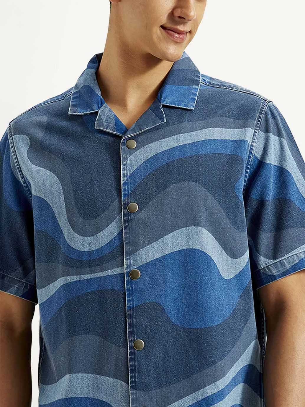 Men's Resort Collar Abstract Relaxed Fit Shirt