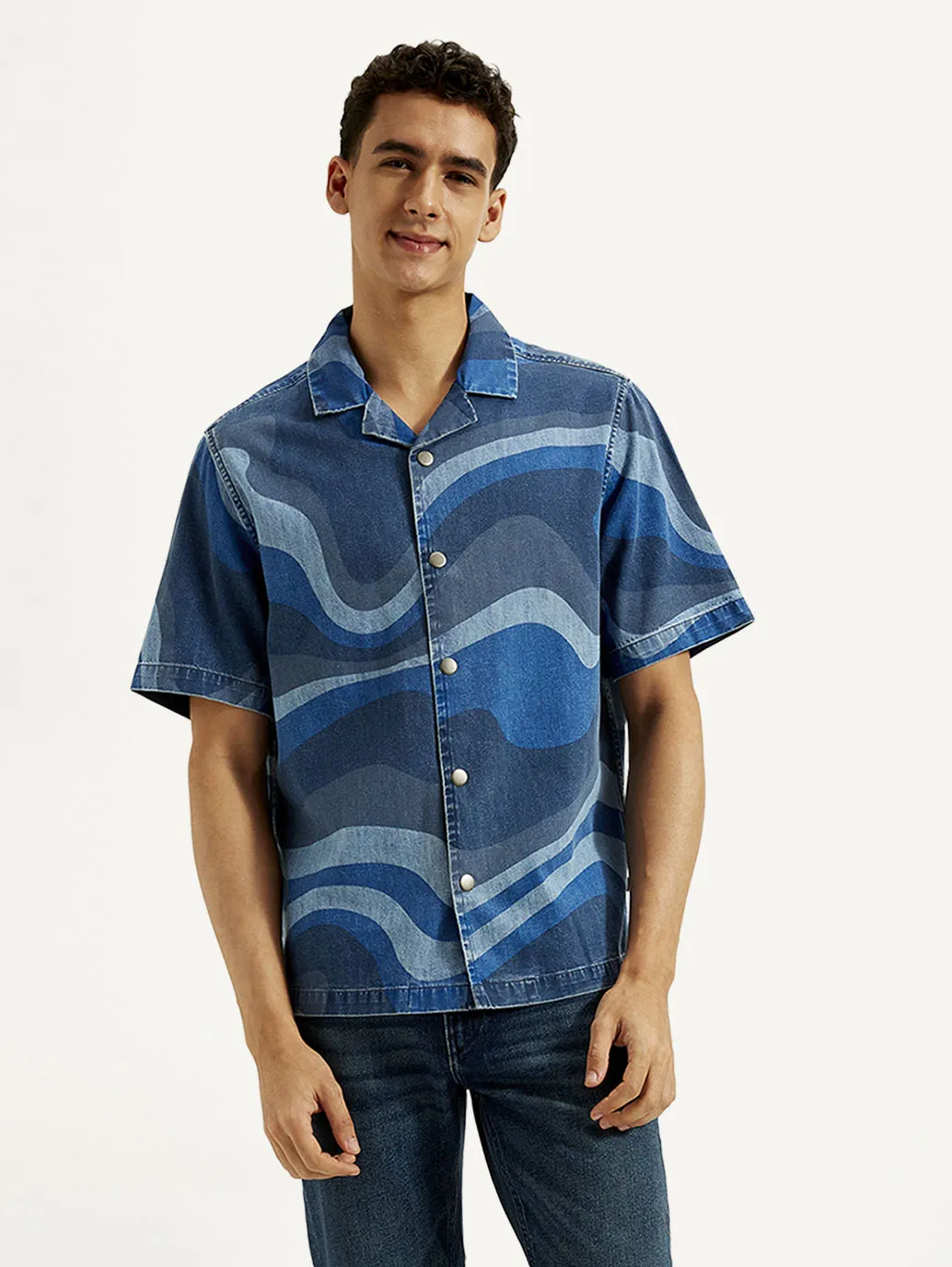Men's Resort Collar Abstract Relaxed Fit Shirt
