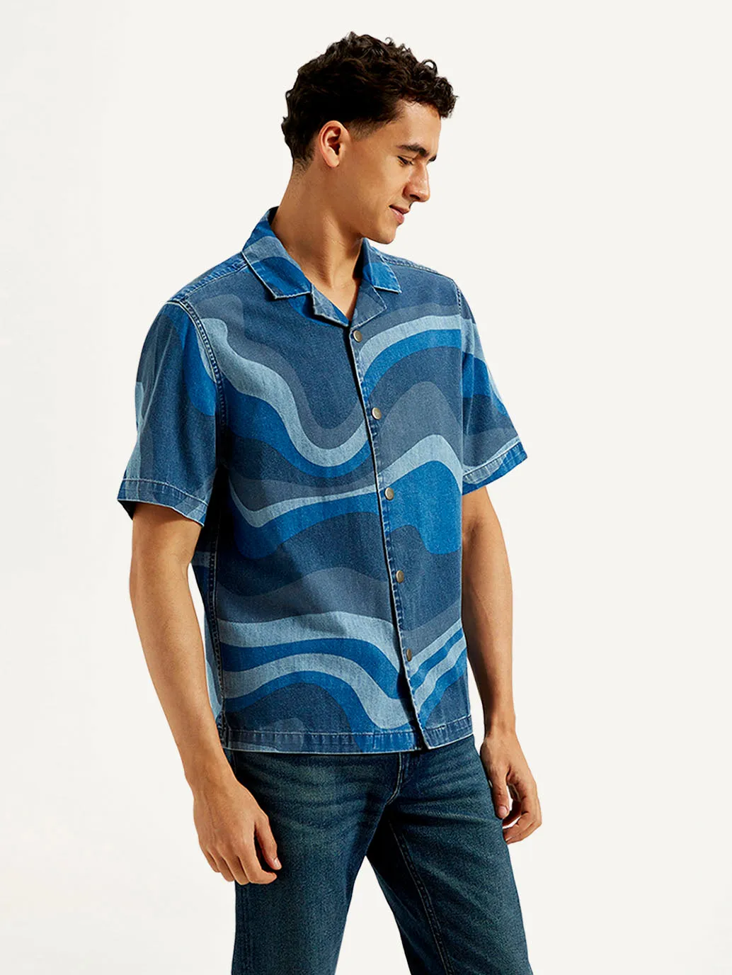 Men's Resort Collar Abstract Relaxed Fit Shirt