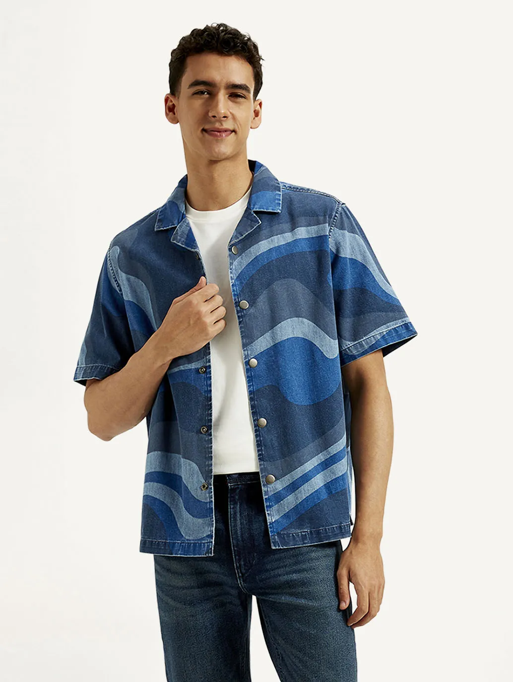 Men's Resort Collar Abstract Relaxed Fit Shirt
