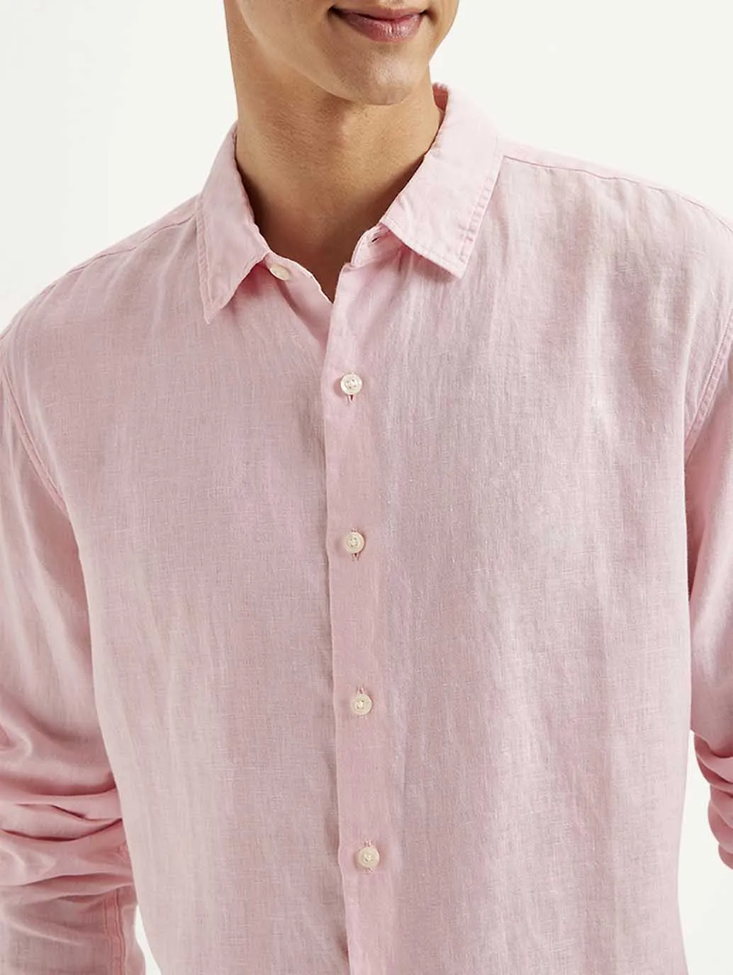 Men's Solid Slim Fit Linen Shirt