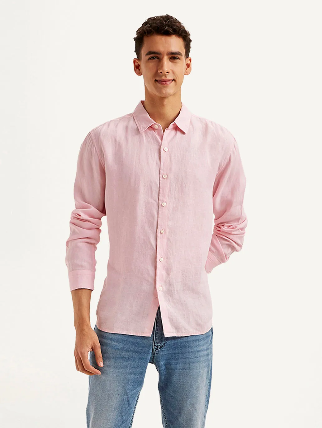 Men's Solid Slim Fit Linen Shirt