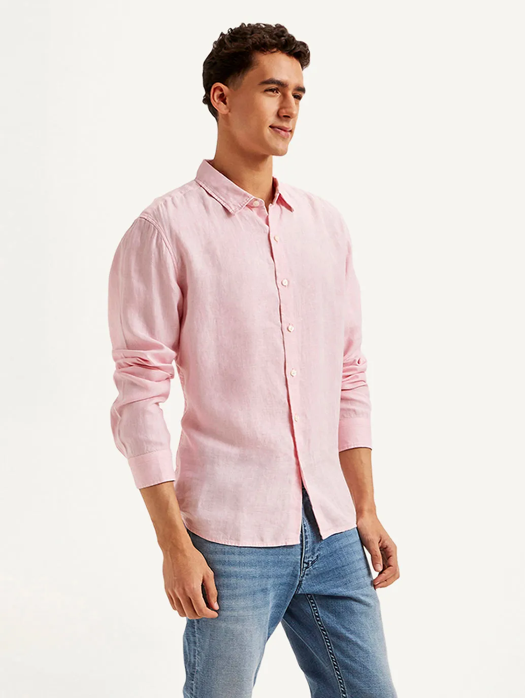 Men's Solid Slim Fit Linen Shirt