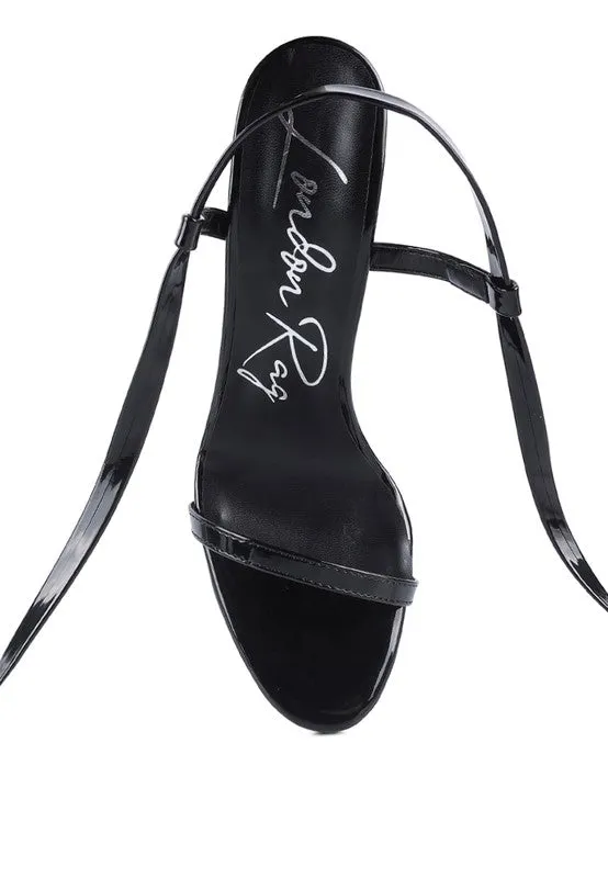 Metallic Stiletto Lace Up Sandals