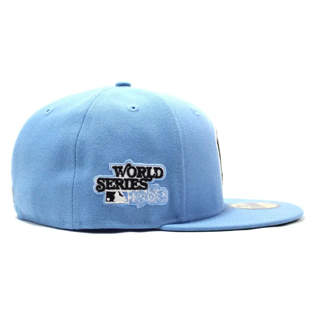 Milwaukee Brewers 1982 World Series New Era 59Fifty Fitted Hat V4 (Glow in the Dark Sky Blue Black Glow in the Dark Logo Green Under Brim)