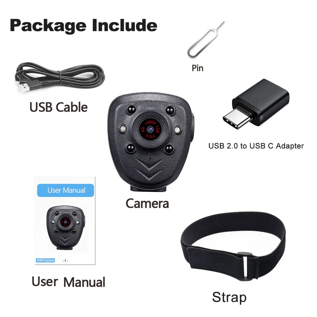 Mini Body Camera HD1080P Video Recorder Built-in 32GB Memory Card, Wearable Police Cam with Night Vision, Pocket Clip for Office, Law Enforcement, Security Guard, Home, Car, Bike, Hiking