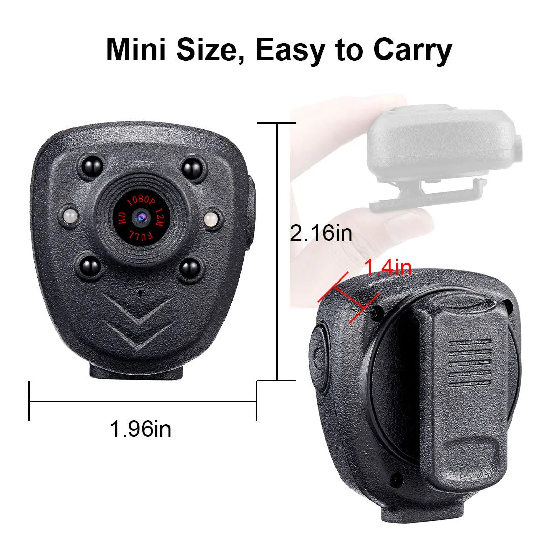 Mini Body Camera HD1080P Video Recorder Built-in 32GB Memory Card, Wearable Police Cam with Night Vision, Pocket Clip for Office, Law Enforcement, Security Guard, Home, Car, Bike, Hiking