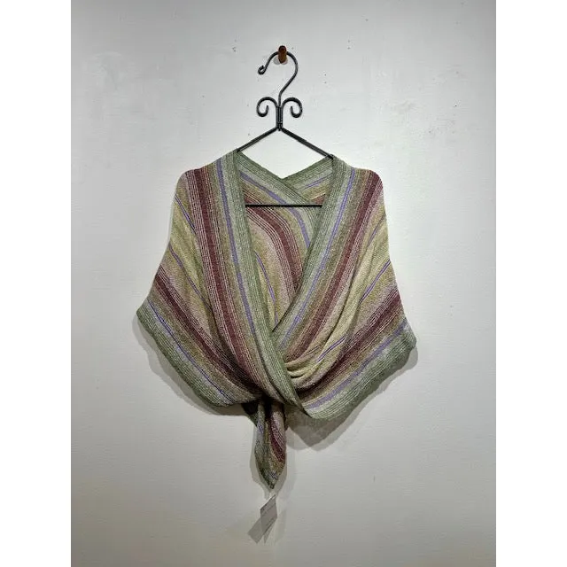 Mobius Shawl #14 Rayon Olive/Brick/Gold Thread