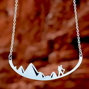 Mountain Hiker Stainless Steel Necklace