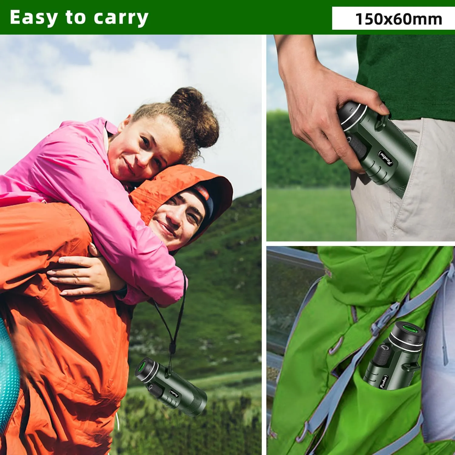 NEW 40X60 Monocular Telescope High Power Monocular for Adults with Phone Adapter & Tripod & Hand Strap Low Night Vision Monocular Equipped with BAK4 Prism for Bird Watching Camping Travelling Concert, Retails $119 