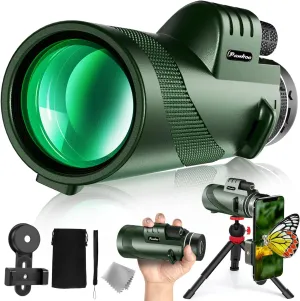 NEW 40X60 Monocular Telescope High Power Monocular for Adults with Phone Adapter & Tripod & Hand Strap Low Night Vision Monocular Equipped with BAK4 Prism for Bird Watching Camping Travelling Concert, Retails $119 