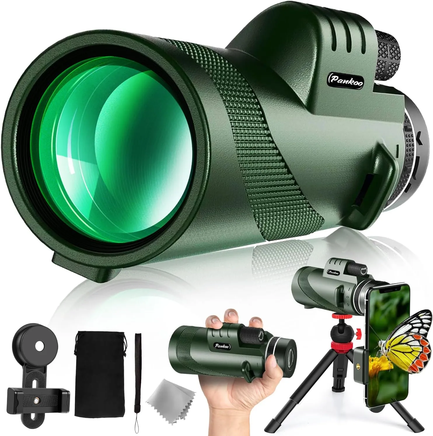 NEW 40X60 Monocular Telescope High Power Monocular for Adults with Phone Adapter & Tripod & Hand Strap Low Night Vision Monocular Equipped with BAK4 Prism for Bird Watching Camping Travelling Concert, Retails $119 