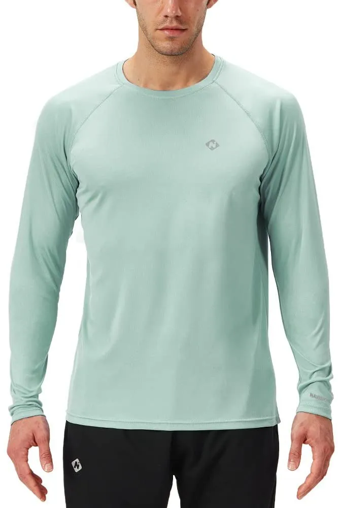 New Naviskin Men's Sun Protection UPF 50  UV Outdoor Long Sleeve Top in Light Green, sz L!