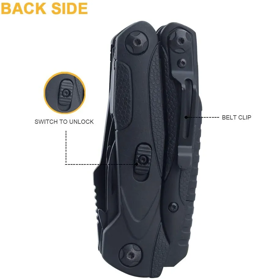 New ROXON CM1349 Spark Survival Multitool Plier, 14-in-1 Multitools Folding Plier, Multipurpose Outdoor Survival Portable Multi Tool Set