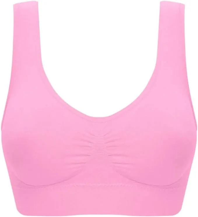 New Seamless Comfortable Sports Bra, Workout Wire free All Day Comfort Bra, Pink Sz 6XL