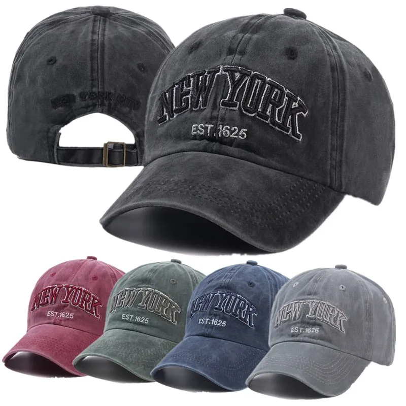 New York Washed Cotton Cap for Men Women Gorras Snapback Caps