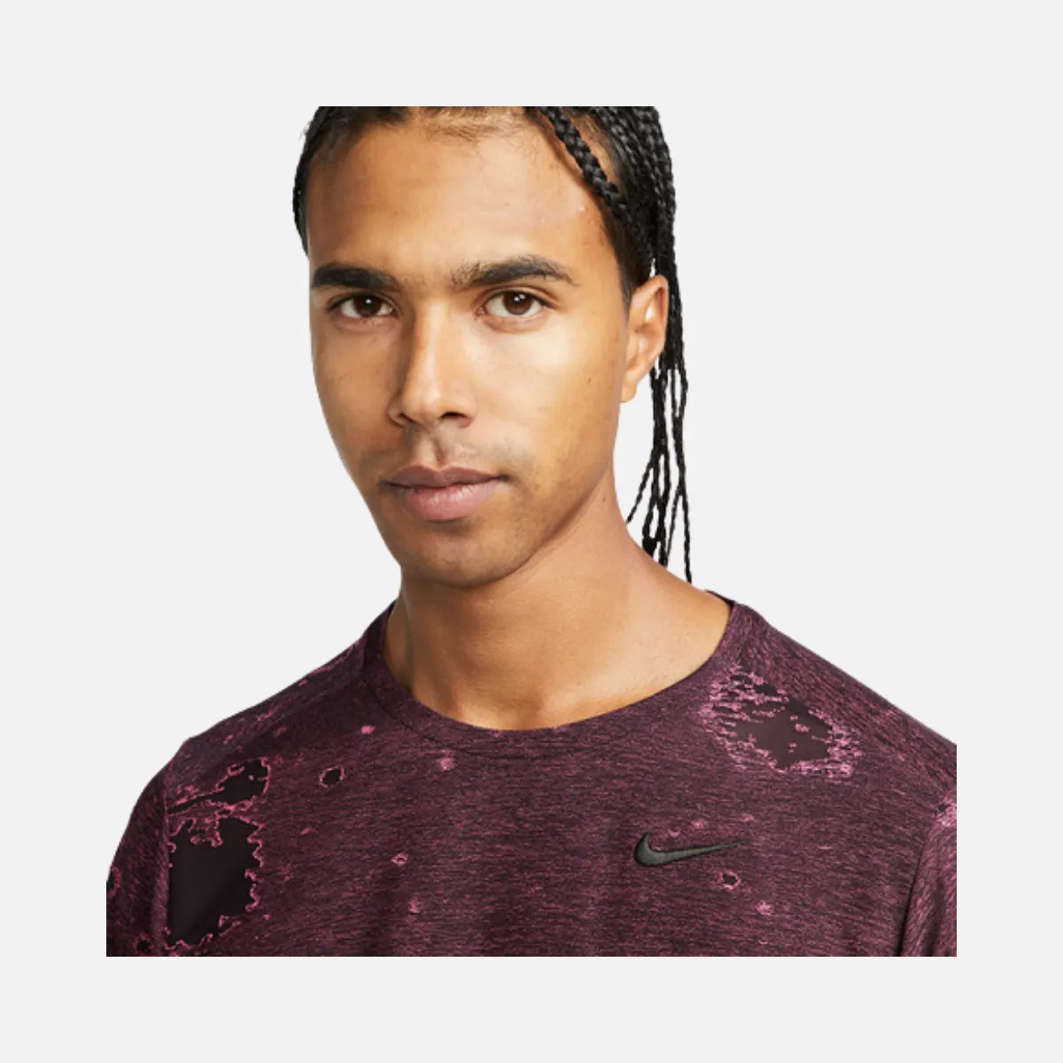 Nike Mens Long Sleeve Dri-FIT DYE ALL Over Print Fitness Top -Pink Glow/Black