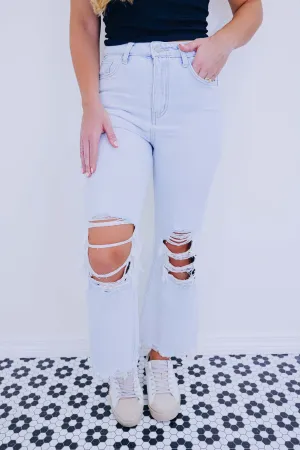 Noah 90's Flare Cropped Hem Jeans