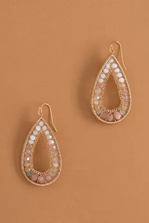 Ombre  Peach  Woven Teardrop Earrings