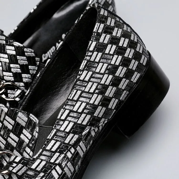 Original leather woven printed loafers men's pointed formal leather shoes