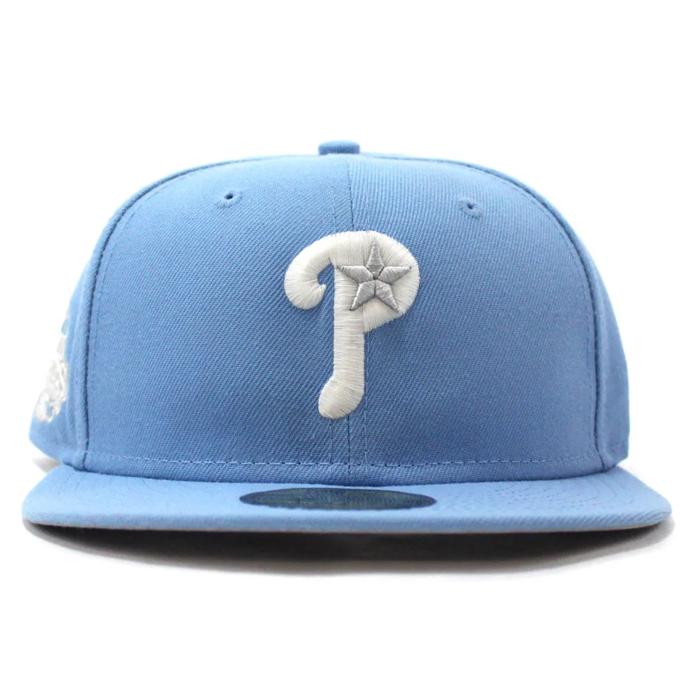 Philadelphia Phillies 2008 World Series 59Fifty New Era Fitted Cap (Glow in the Dark Sky Blue Gray Under Brim)
