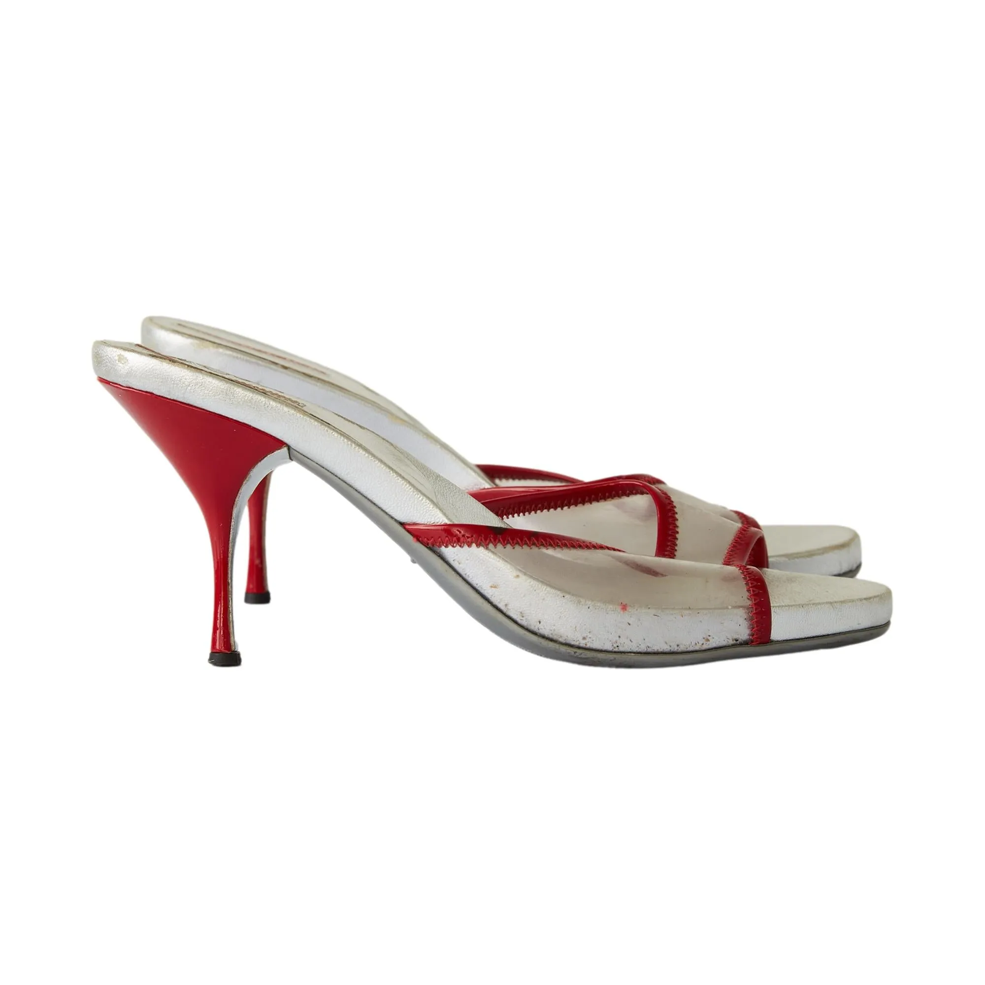 Prada Silver   Red Translucent Heels