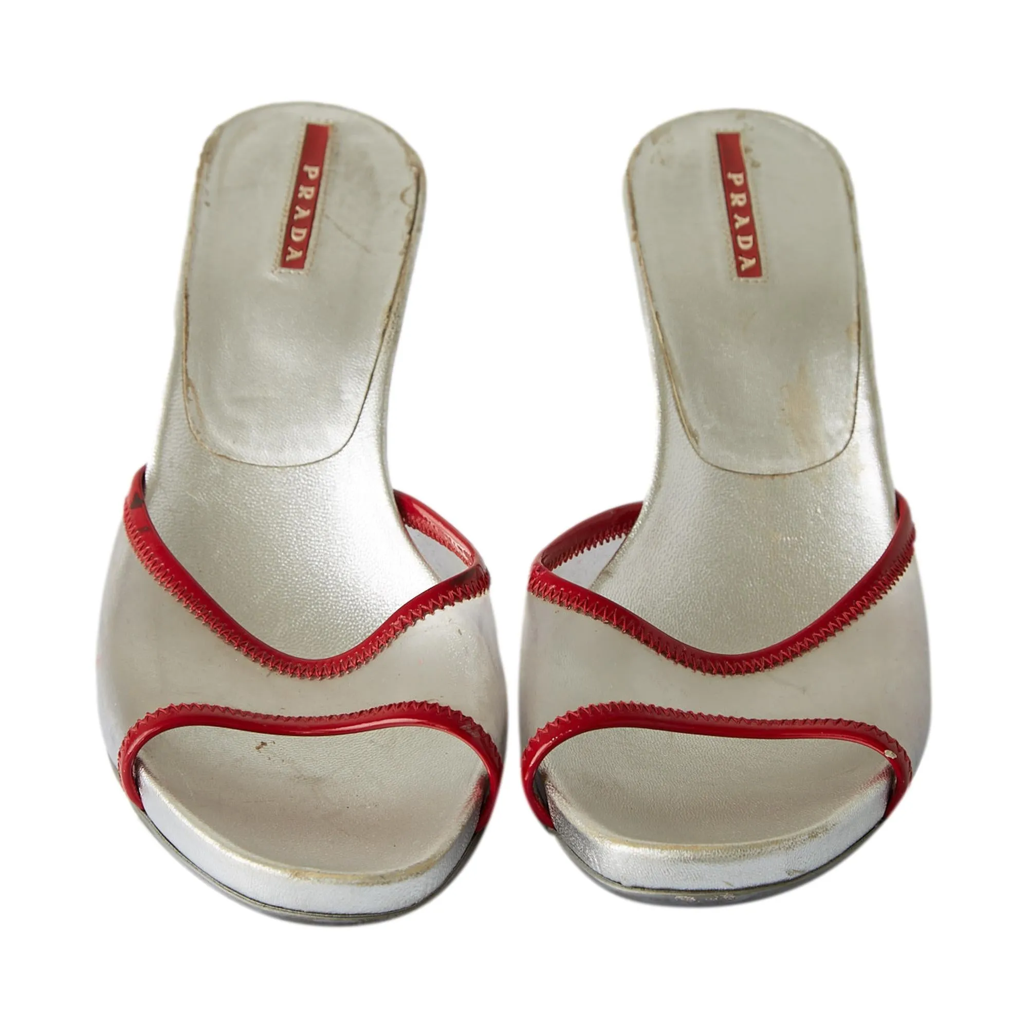 Prada Silver   Red Translucent Heels