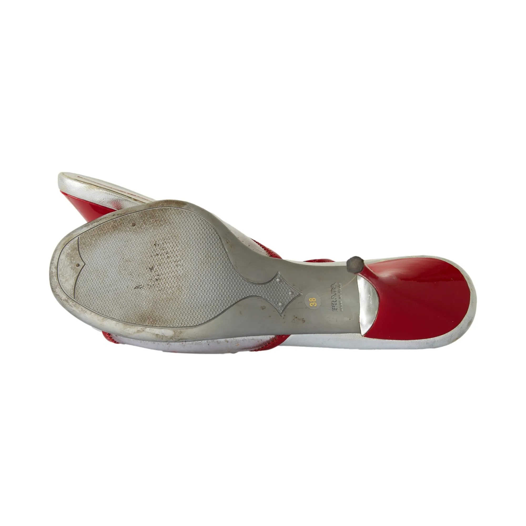 Prada Silver   Red Translucent Heels