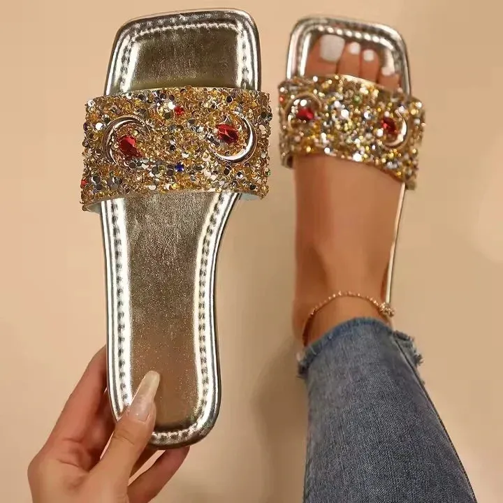Rhinestone Embellished Sandals for Women