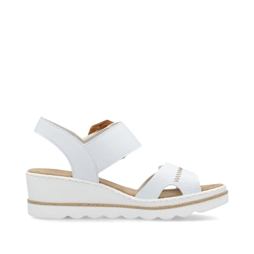 Rieker Buckle Wedge Sandal White
