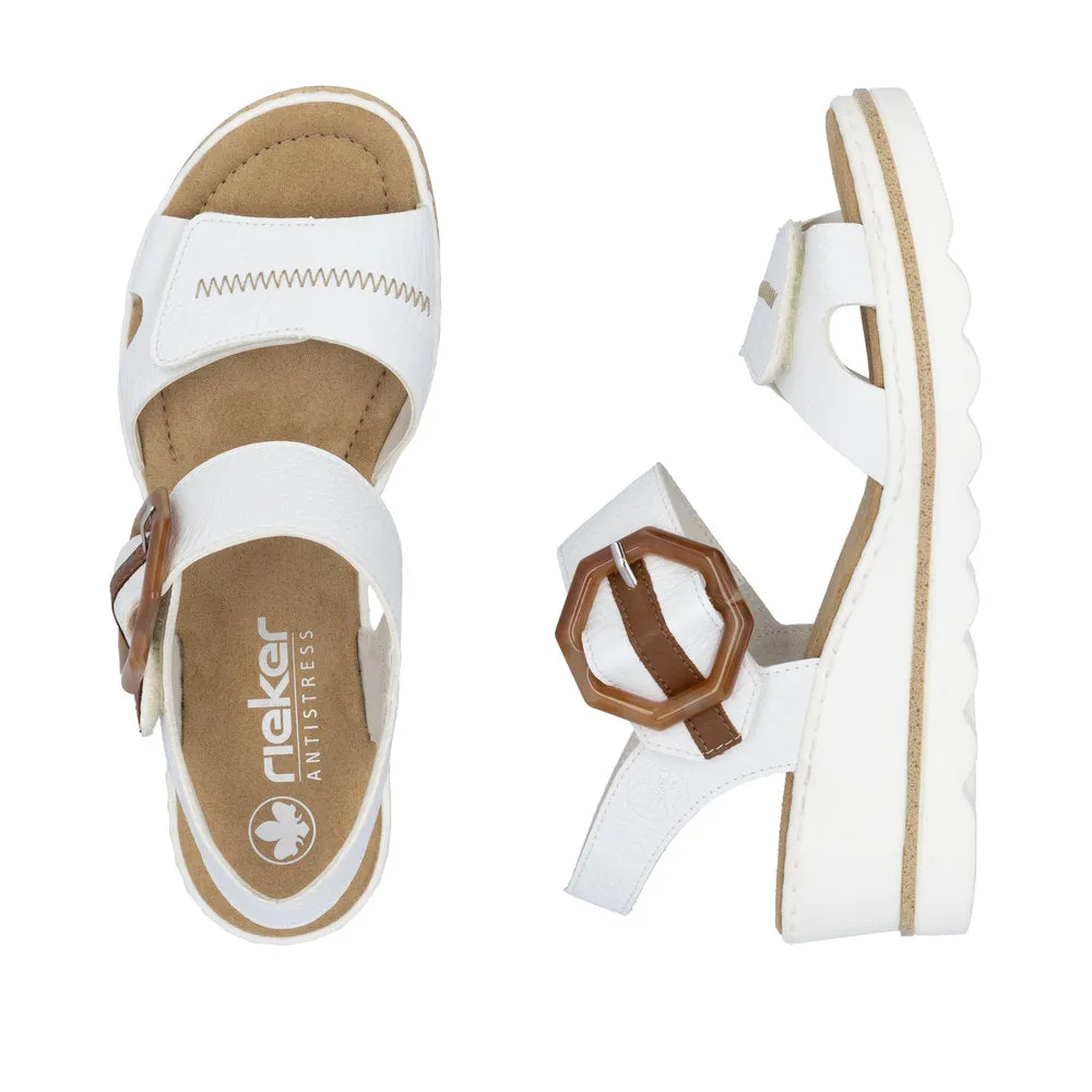 Rieker Buckle Wedge Sandal White