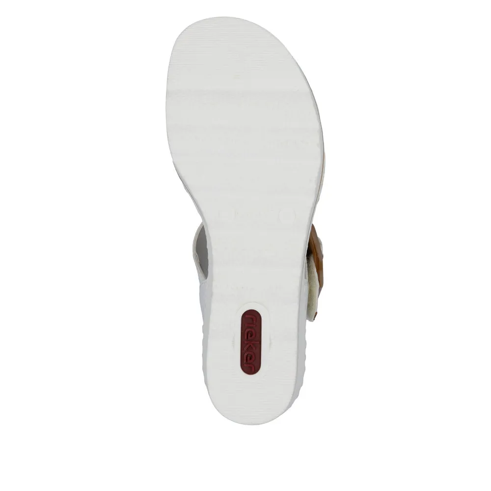 Rieker Buckle Wedge Sandal White